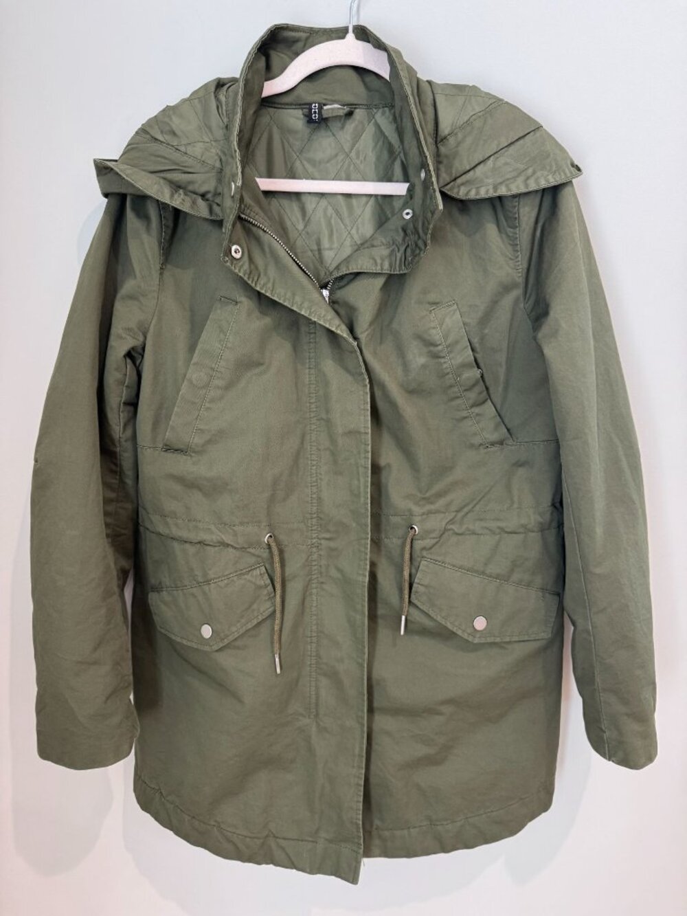 H&M Divided Olive Green Hooded Utility Parka - Medium